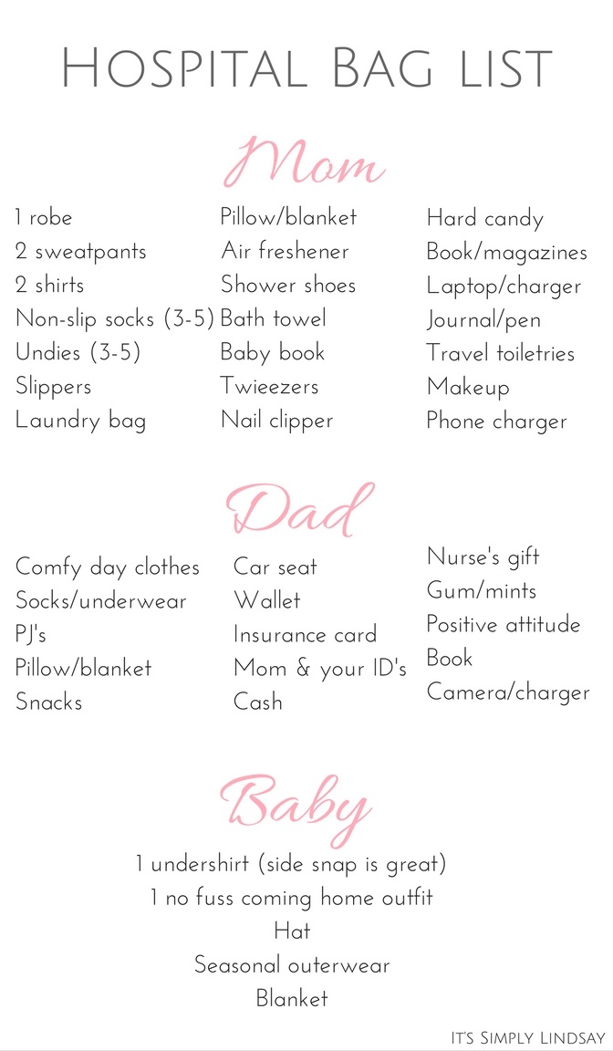 hospital bag checklist - It's Simply Lindsay