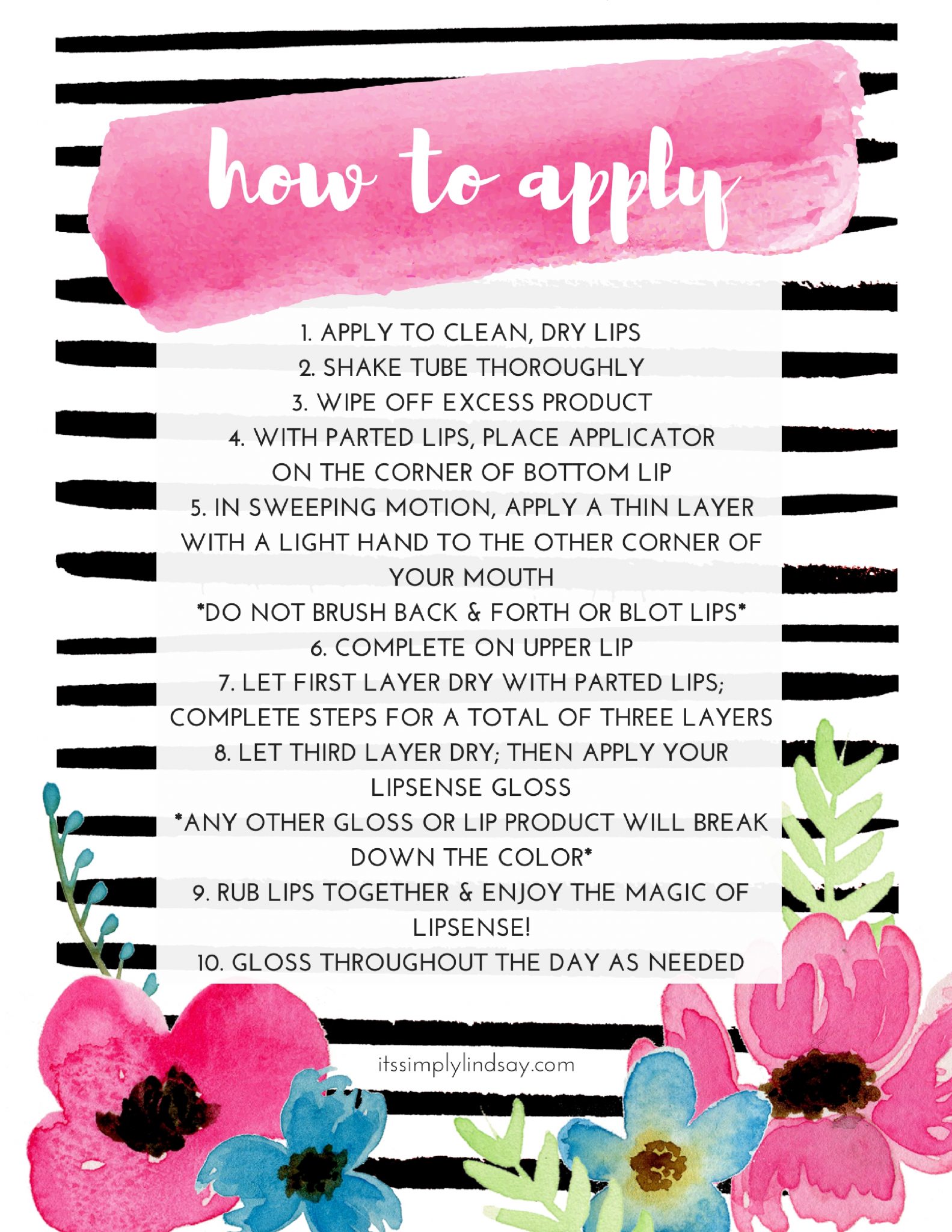 Lipsense Instructions Cards Free Printables It s Simply Lindsay